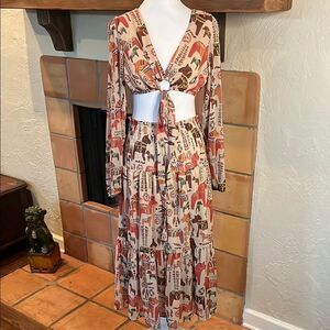 QUZU Multicolor Animal Motif 2-Piece Skirt Set, size M